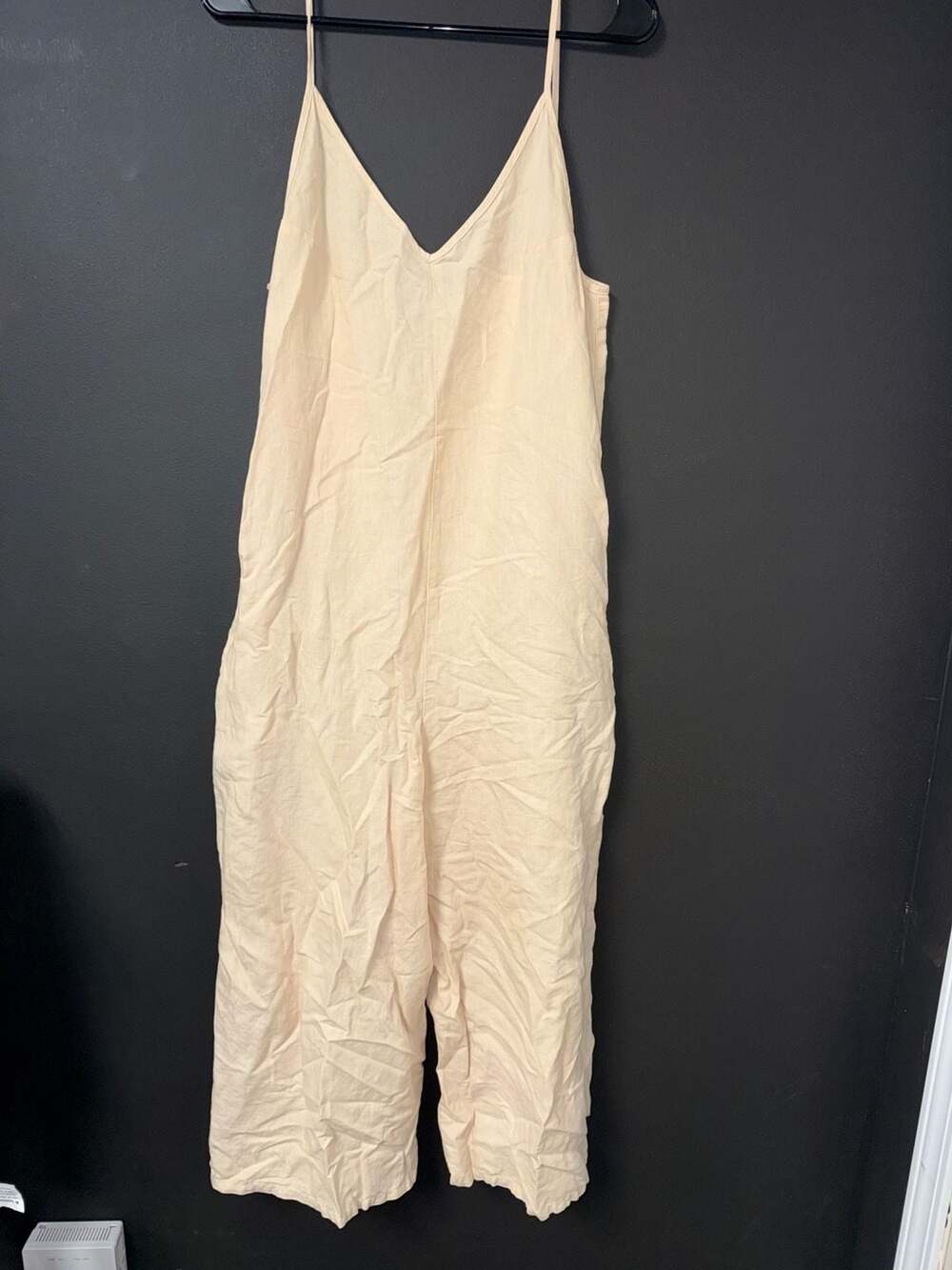 LACAUSA Santi Linen Cotton Tie Back Jumpsuit Size S
